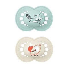 MAM Original Elements Tétine 16+M - Renard/ Raton Laveur- 2 Pièces