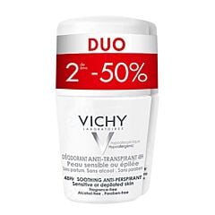 Vichy Deodorant Roller 48u Gevoelige/ Geëpileerde Huid Promo Duo 2e -50% 2x50ml