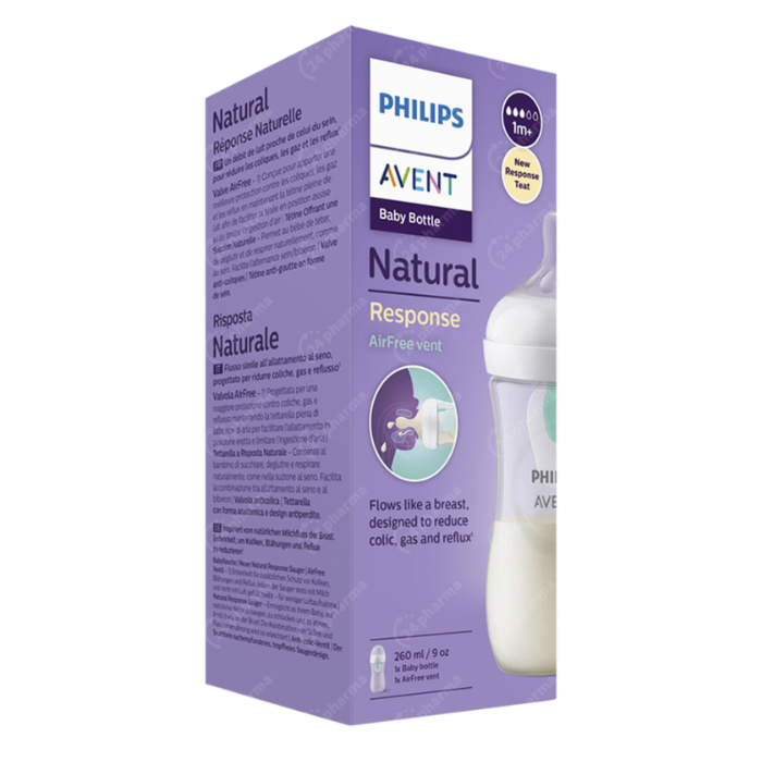 Biberon Philips Avent Natural Response 260 ml Rose ou Bleu