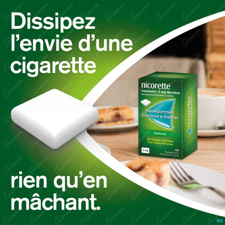 Nicorette Freshmint 2mg Nicotine 105 Gommes à Mâcher Acheter / Commander En  Ligne ✓