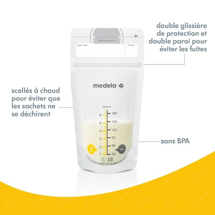 medela Sachets conservation lait maternel 180 ml 50 pièces