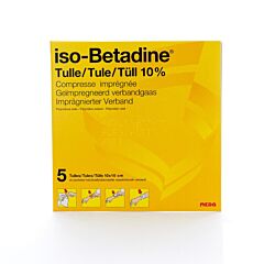 Iso-Betadine Tulles 10% Compresses Imprégnées 10x10cm 5 Pièces
