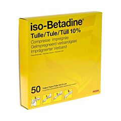 Iso-Betadine Tulles 10% Compresses Imprégnées 10x10cm 50 Pièces