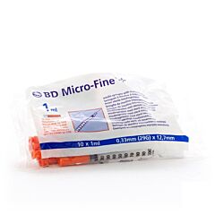 BD Microfine+ Seringue à Insuline 1ml 29G 12,7mm 10 Pièces