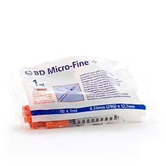 BD Microfine+ Seringue à Insuline 1ml 29G 12,7mm 10 Pièces