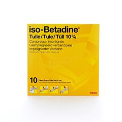 Iso-Betadine Tulles 10% Compresses Imprégnées 10x10cm 10 Pièces