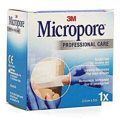 3M Micropore Sparadrap Microporeux Peaux Sensibles 2,5cmx5m 1 Pièce