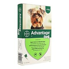 Advantage Dog Spot-On 40 Chiens <4kg 4 Pipettes x 0,4ml