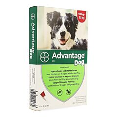 Advantage Dog Spot-On 250 Chiens 10-25kg 4 Pipettes x 2,5ml