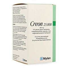 Creon 25.000 300mg Enzymes Pancréatiques 100 Gélules Gasto-Résistantes
