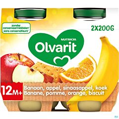 Olvarit Banane-Pomme-Orange-Biscuit 12m+ 2x200g