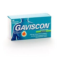 Gaviscon Anti-Reflux 250mg Goût Menthe 48 Comprimés à Croquer