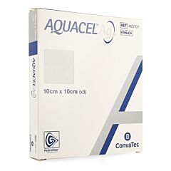 Aquacel Ag Pansement Hydrofiber Stérile 10x10cm 3 Pièces