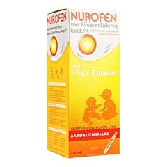Nurofen Enfants 6kg / 3 mois Rouge 2% Sirop Sans Sucre Fraise Flacon 200ml