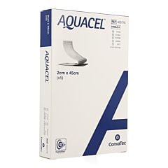 Aquacel Verband Hydrofiber + Versterking 2x45cm 5 Stuks