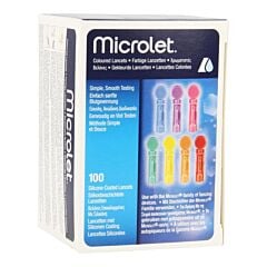 Bayer Microlet Lancettes Siliconées Stériles Colorées 100 Pièces