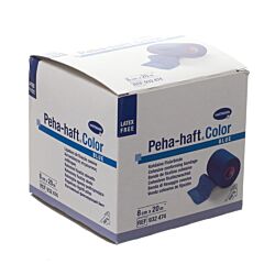 Hartmann Peha Haft Color Latexfree Cohesieve Fixatiezwachtel Blauw - 8cmx20m - 1 Stuk