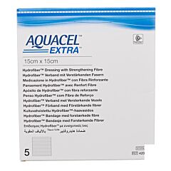 Aquacel Extra Verband Hydrofiber + Versterking 15x15cm 5 Stuks