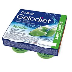 Delical Gelodiet Eau Gélifiée Sans Sucres Menthe Pot 4x120g