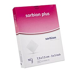 Sorbion Plus Wondverband Steriel 7,5x 7,5cm 10 Stuks