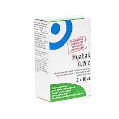 Hyabak 0,15% Solution Hydratation & Lubrification Oeil & Lentilles de Contact Flacon 2x10ml
