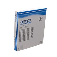 Aquacel Extra Verband Hydrofiber + Versterking 10x10cm 3 Stuks