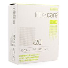 Febelcare Compresse Gaze Stérile 7,5x7,5cm 20 Pièces