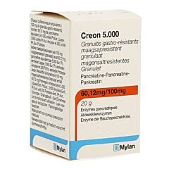 Creon 5.000 100mg Enzymes Pancréatiques Granulés Gastro-Résistants Flacon 20g