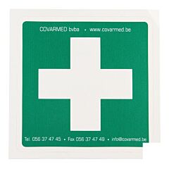 Sticker Groen Wit Kruis EHBO 10x10cm