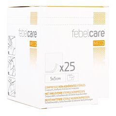 Febelcare Med2 Compresses Stériles Non-Adhérentes 5cmx5cm - 25 Pièces 