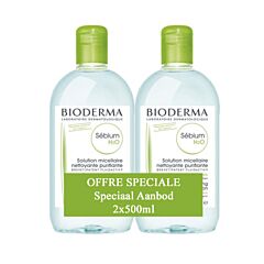 Bioderma Sébium H2O Solution Micellaire Peaux Mixtes et Grasses Flacon PROMO 2x500ml