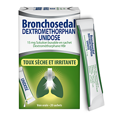Bronchosedal Dextromethorphan Unidose Toux Sèche & Irritante 20 Sachets