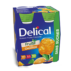 Delical Boisson Fruitée Edulcorée Sans Sucres Orange Bouteille 4x200ml