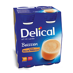 Delical Boisson Lactée HP-HC Pêche-Abricot Bouteille 4x200ml