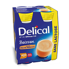 Delical HP-HC Effimax 2.0 Drink Zonder Lactose Perzik/ Abrikoos 4x200ml