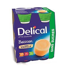 Delical Boisson HP-HC Edulcorée Sans Sucres Vanille Bouteille 4x200ml