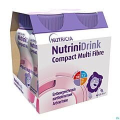NutriniDrink Compact Multi Fibre Aardbeiensmaak - 4x125ml