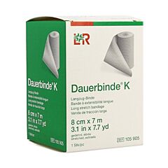 Dauerbinde K Bande à Extensibilité Longue 8cmx7m 1 Pièce