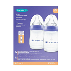 Lansinoh Biberon S + Tétine NaturalWave 1M+ - 2x160ml