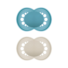 Mam Fopspeen Original Pure Silicone 6-16m Blauw/Beige - 2 Stuks