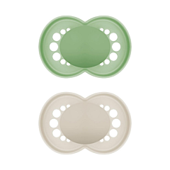 Mam Sucette Original Pure Silicone 6-16m Vert/Beige - 2 Pièces