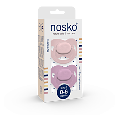 Nosko Fopspeen Baby Pink + Lilac 0-6M 2 stuks