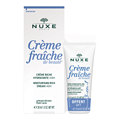 Nuxe Crème Fraîche De Beauté 48H Crème Riche 30ml + 3-en-1 Crème Hydratante 15ml OFFERT