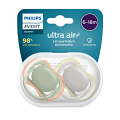 Philips Avent Fopspeen +6m Air Olijf/Grijs - 2 Stuks