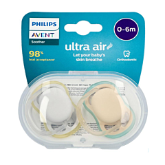 Philips Avent Sucette +0m Air Vert/Gris - 2 Pièces