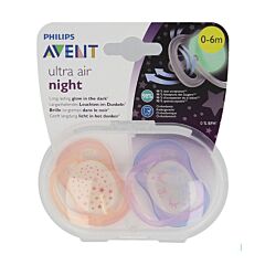 Philips Avent Sucette 0-6m Ultra Air Nighttime - 2 Sucettes Mix