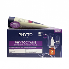 Phyto Phytocyane Antichute Progressive Femme 12x5ml Ampoules + Shampooing 100ml Offert