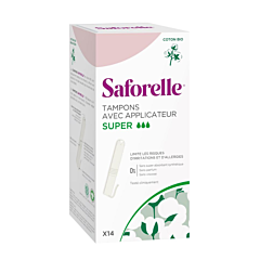 Saforelle Tampons Avec Applicateurs Super Cotoin Bio - 14 Pièces