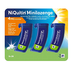 NiQuitin® Minilozenge comprimé à sucer 4 mg 60p – Arrêter de Fumer – Réprime l’envie soudaine de cigarette