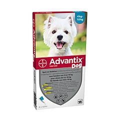 Advantix Dog Spot-On 100/500 Chiens 4-10kg 4 Pipettes x 1,0ml
